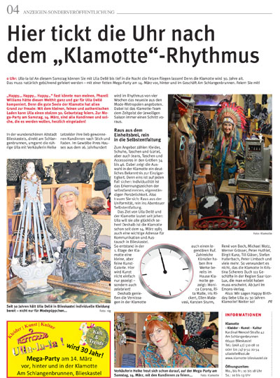 Die Klamotte in Blieskastel feiert 30 Jahre Mode!